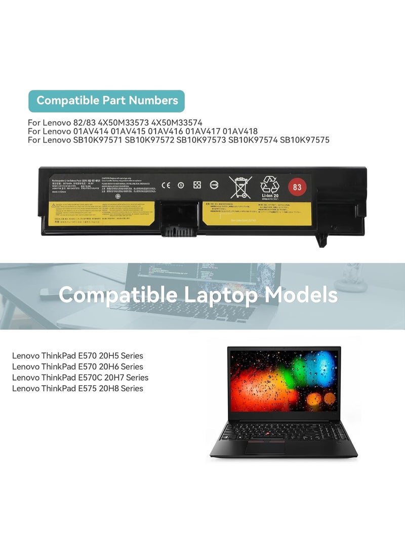 Terabyte 01AV418 SB10K97575 83 Replacement Laptop Battery for Lenovo ThinkPad E570 E570C E575 Series 01AV414 01AV415 01AV416 01AV417 SB10K97574 SB10K97571 SB10K97572 14.6V 41Wh - Image 3