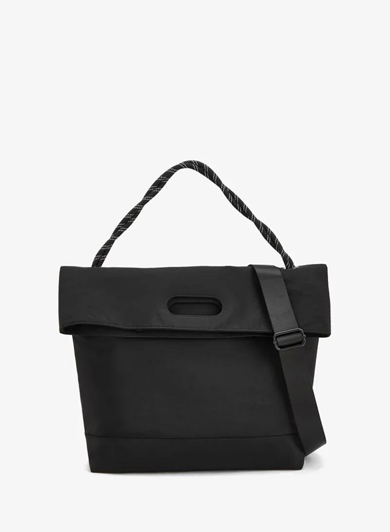 ميسي Solid Foldover School Shopper Bag With Braided Handle - 41x13x31 CM