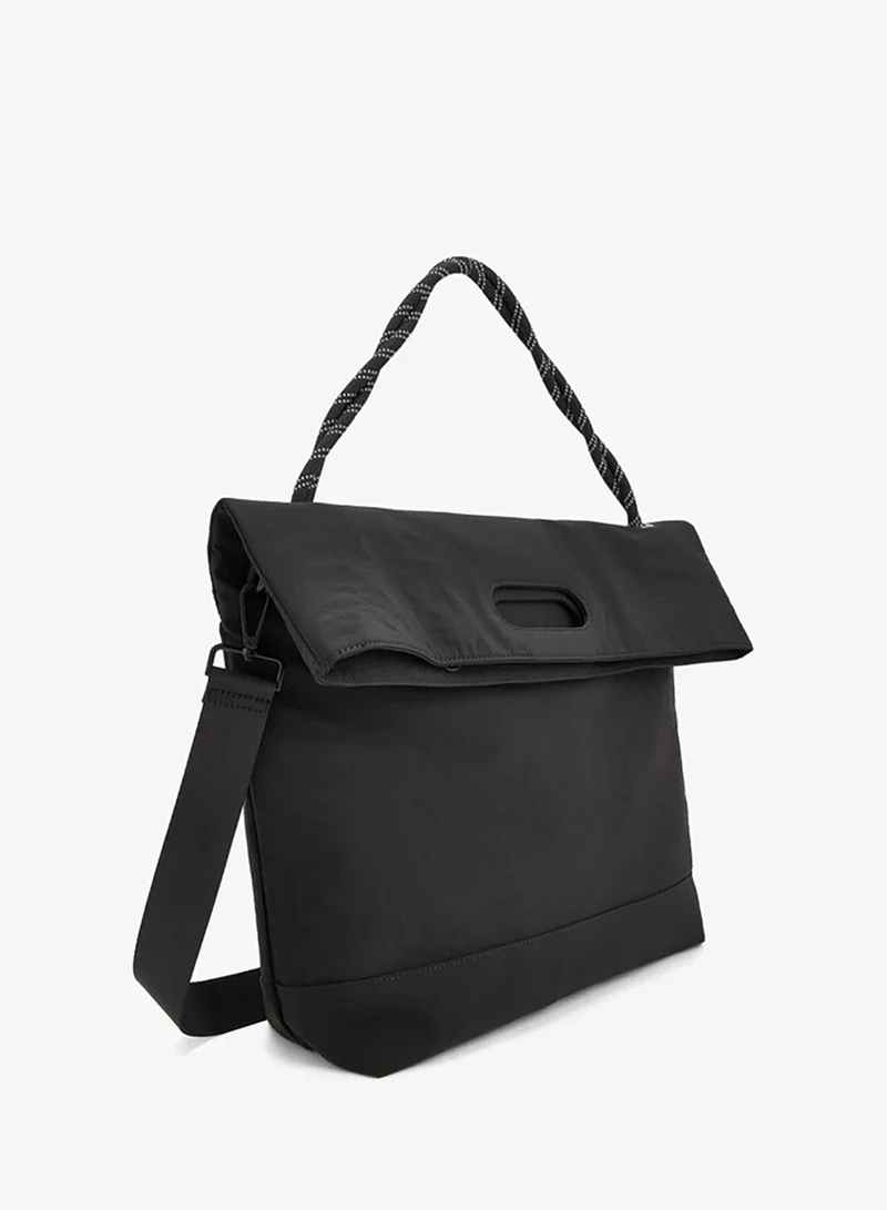 ميسي Solid Foldover School Shopper Bag With Braided Handle - 41x13x31 CM