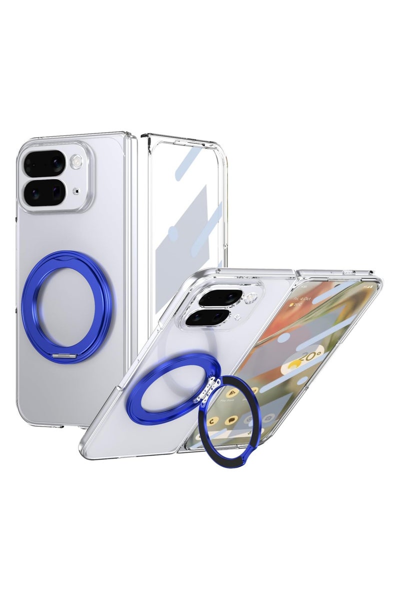 general Protective case compatible with Google Pixel 10 Pro Foldable protective case with built-in screen protector and front glass film, 360° rotatable ring-shaped stand, shock-resistant protective magneti