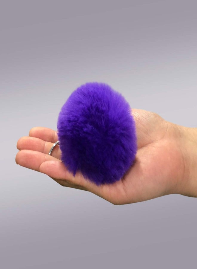 Cityelf Cute Faux Rabbit Fur Ball Pom Pom Keychain Car Key Ring Handbag Tote Bag Pendant Purse Charm (Purple) - Image 4