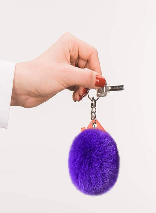 Cityelf Cute Faux Rabbit Fur Ball Pom Pom Keychain Car Key Ring Handbag Tote Bag Pendant Purse Charm (Purple) - Image 3