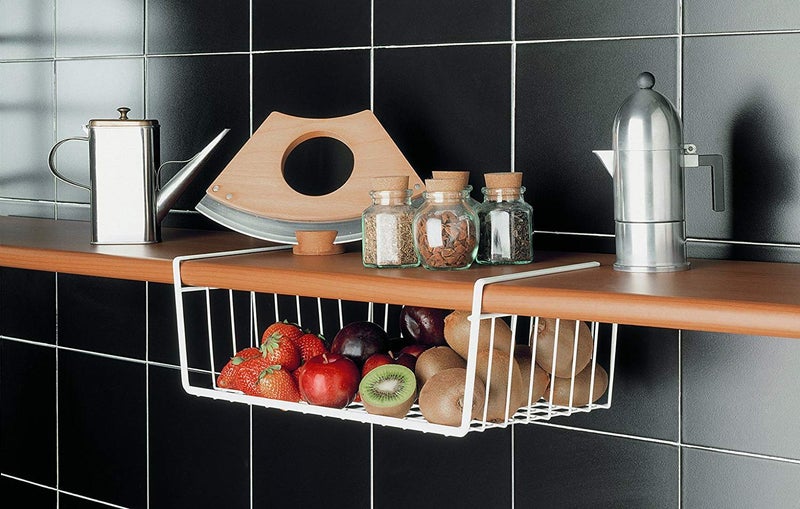 Go Hooked Go Hooked 12 Inch Under Shelf Basket Powder Coated Iron White Space Saving Versatile Heavy Duty Sleek and Sturdy Efficient Compact and Durable Modern Robust Elegant Set of 2  - Image 4