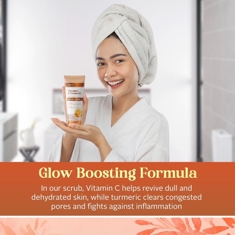 Envy Vitamin C and Turmeric Face Scrub - Clears Blackheads, Improves Dark Spots & Acne - Clean, Cruelty-Free Korean Skin Care for All Skin Types - Dermatologist Tested - 6.76 oz - Image 3