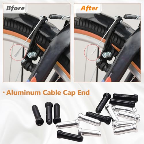mankk 73PCS Universal Bike Brake Cable Kit and Housing Replacement Kit Stainless Steel Bike Cable Cutter Wire Cable Cutters with Cable End Caps and O-Rings for Mountain Road Bike Bicycle M-111 - Image 5