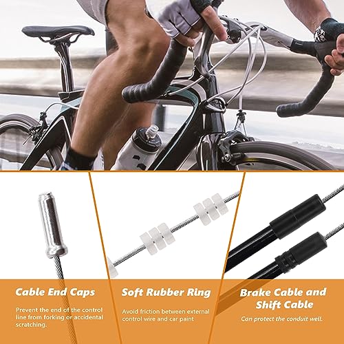 mankk 73PCS Universal Bike Brake Cable Kit and Housing Replacement Kit Stainless Steel Bike Cable Cutter Wire Cable Cutters with Cable End Caps and O-Rings for Mountain Road Bike Bicycle M-111 - Image 4