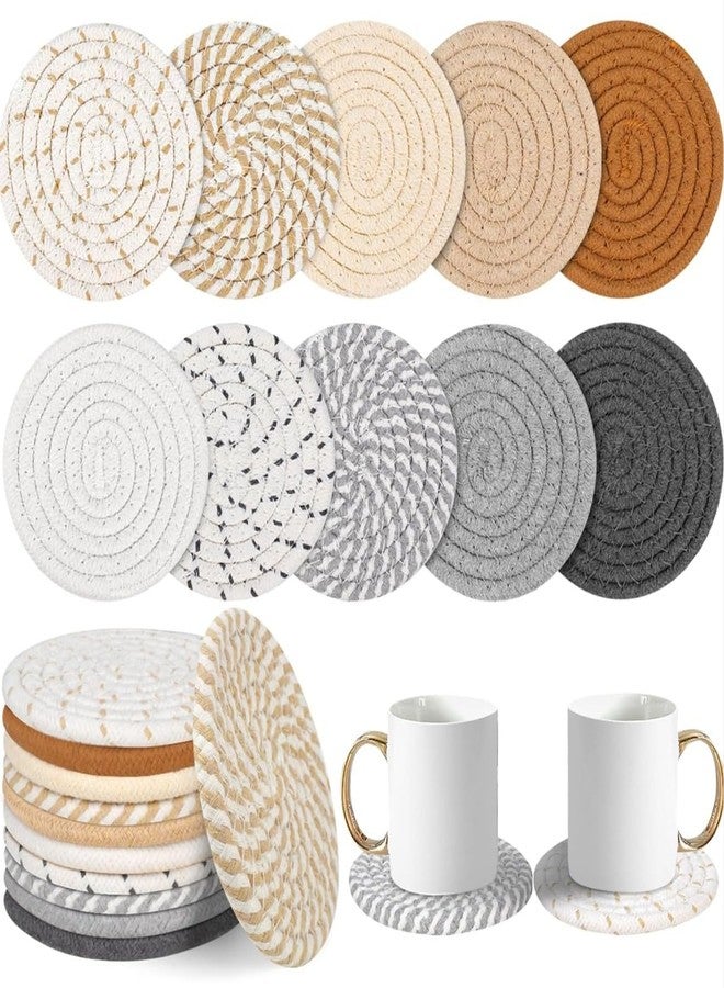 VRB Dec 12pcs Coaster Set/Tea Coasters Set for Dining Table,Dinner Table,Office Table,Coasters for Cups. (Jute Coaster Set of 12) - Image 1