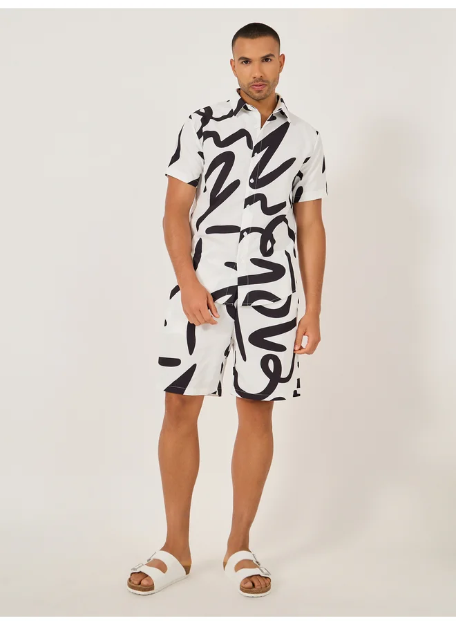 تايك تو Take Two All-Over Print Short Sleeve Shirt and Shorts Co-Ords