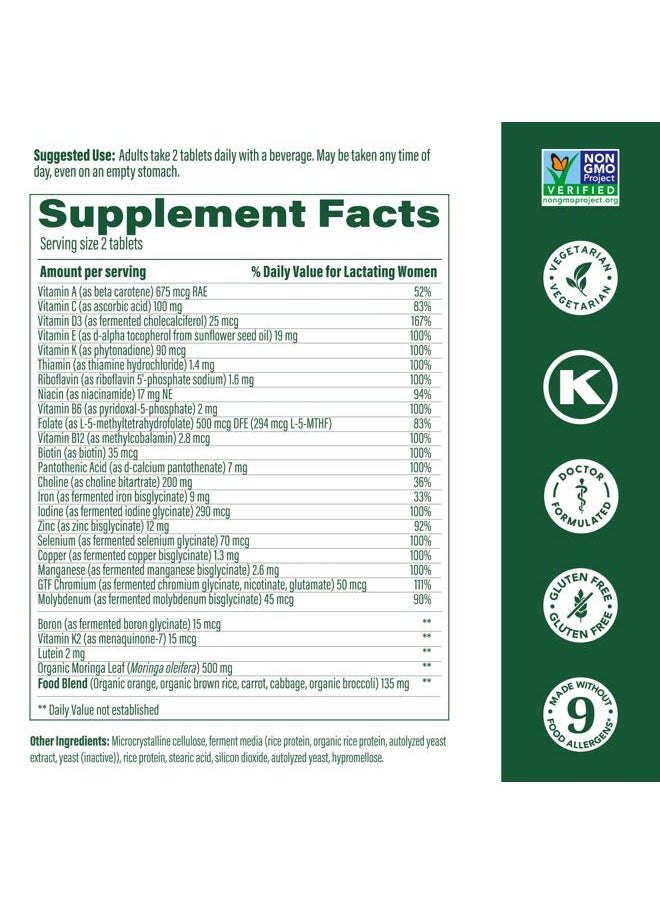 MegaFood Baby & Me 2 Postnatal Vitamins for Breastfeeding Moms with Folate (Folic Acid Natural Form), Choline, Iodine, Vitamin D, Moringa Leaf and More - 60 Tabs (30 Servings)  - Image 3