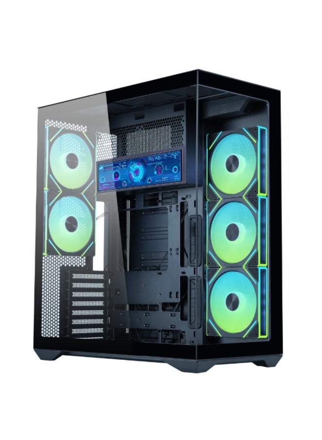 ثيرمو كيس بي سي احترافي آتاك AK06 زجاج مقوى ATX فل تاور مع 5 مراوح مقاس 140 ملم مع شاشة 8.8 انش – لون أسود - Image 1