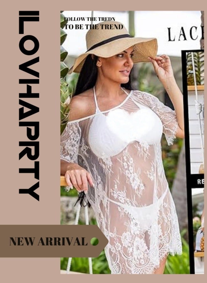 ILovhaprty Women Swim Cover Up, Beach Dress,Women Lace Smock Lingerie Mini Babydoll  - Image 1