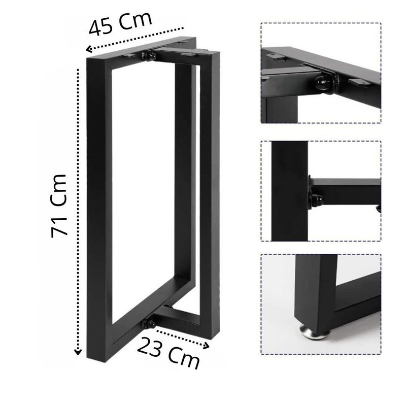 HIRVALL Legs for TableCoffee Center Table Leg Base Metal Industrial Style H71 cm W5 cm and L45CM Set of 2 Black Color T Shape - Image 2