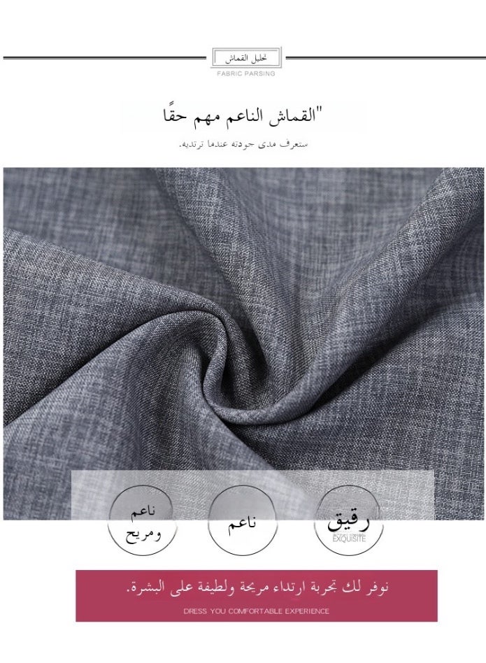 ملابس نسائية 3827 بأسلوب غربي نبيل تنورة كتان جديدة للنساء خصر نحيف مزاج فستان قطن وكتان بأكمام طويلة - Image 5