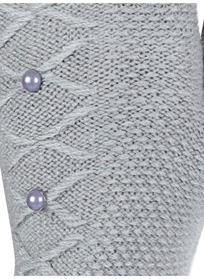 FabSeasons Grey Faux Fur Winter Fashion Neck Warmer, Scarf, and Acrylic Woolen Winter Gloves for Women & Girls - Image 5