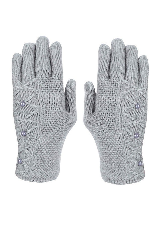 FabSeasons Grey Faux Fur Winter Fashion Neck Warmer, Scarf, and Acrylic Woolen Winter Gloves for Women & Girls - Image 3