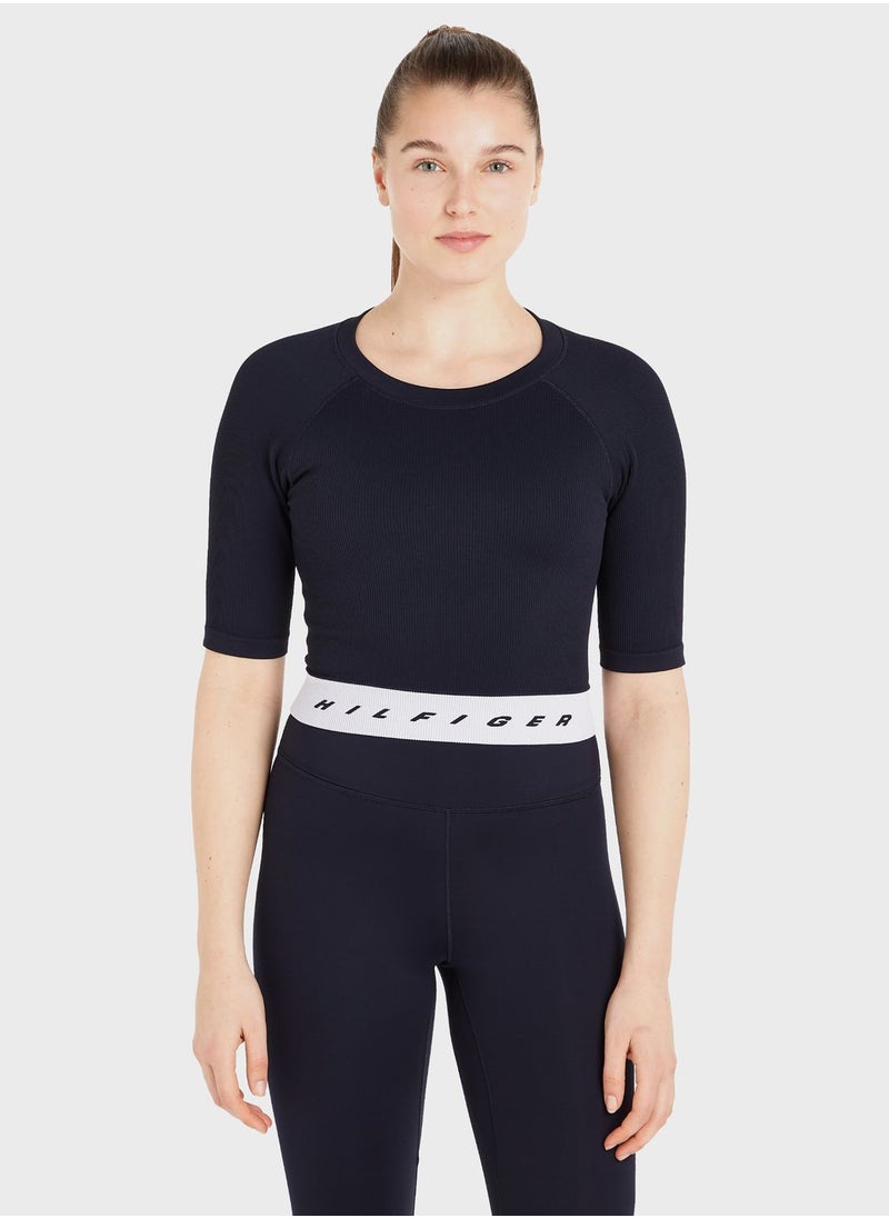 TOMMY HILFIGER - Slim Seamless Cropped T-Shirt - Image 1