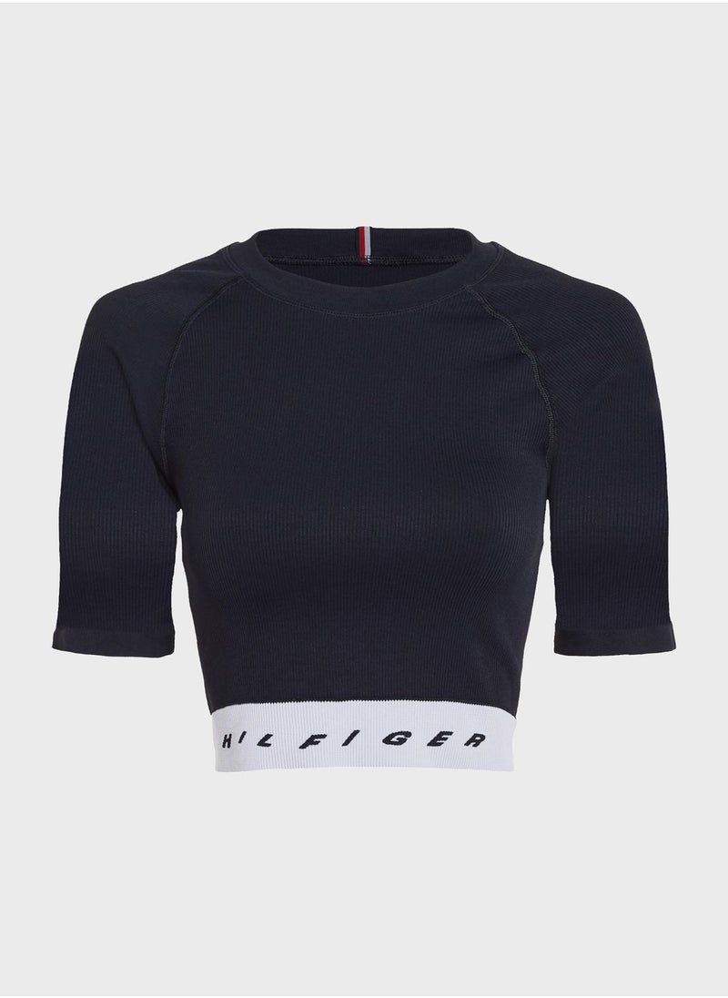 TOMMY HILFIGER - Slim Seamless Cropped T-Shirt - Image 1
