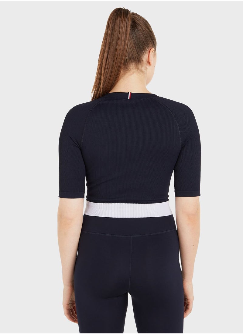 TOMMY HILFIGER - Slim Seamless Cropped T-Shirt - Image 1
