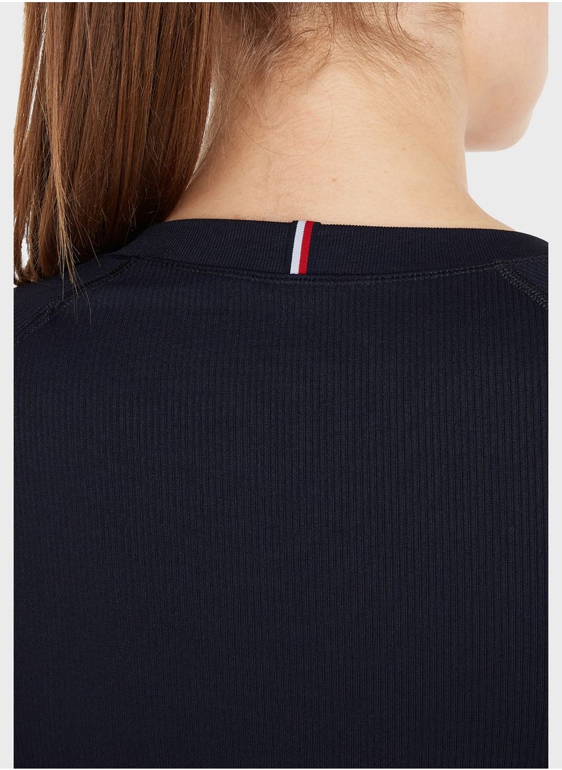 TOMMY HILFIGER - Slim Seamless Cropped T-Shirt - Image 1