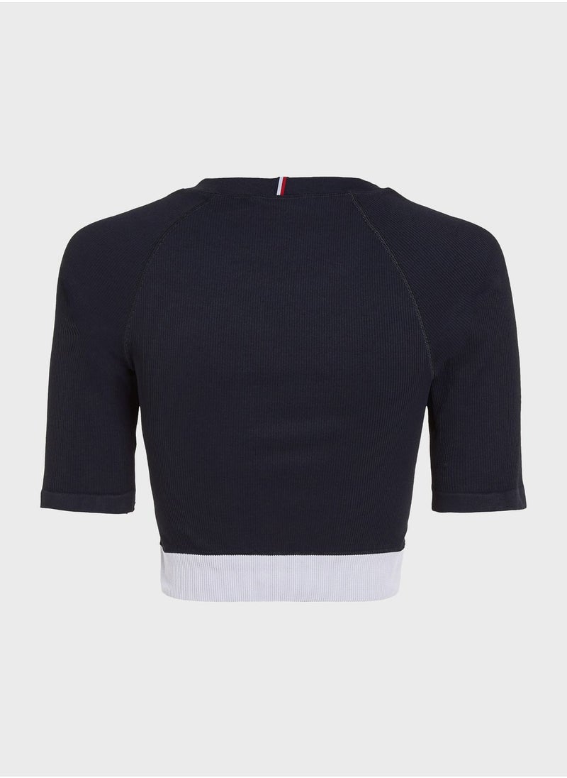 TOMMY HILFIGER - Slim Seamless Cropped T-Shirt - Image 1