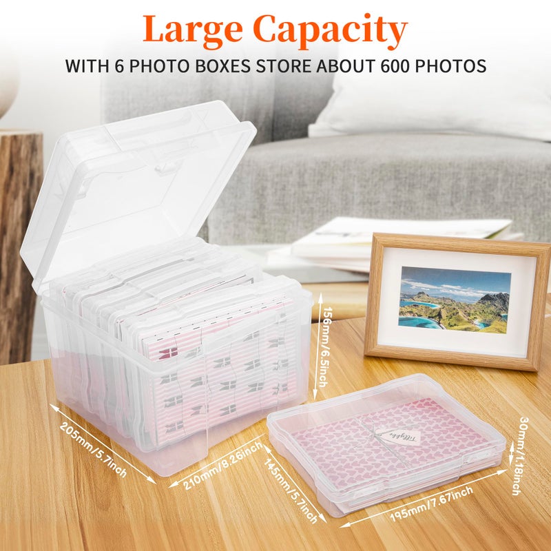 Joelver Maker 5" x 7" Photo Storage Box - 6 Inner Acid-Free Photo Cases, Seed & Craft Organizer for Cards, Pictures, Stamps & Office Supplies (Clear) - Image 2
