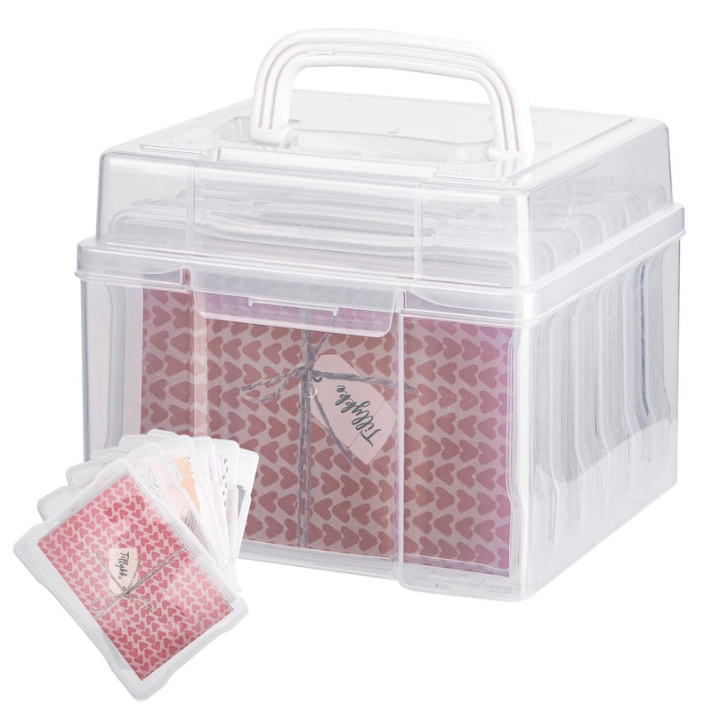 Joelver Maker 5" x 7" Photo Storage Box - 6 Inner Acid-Free Photo Cases, Seed & Craft Organizer for Cards, Pictures, Stamps & Office Supplies (Clear) - Image 1