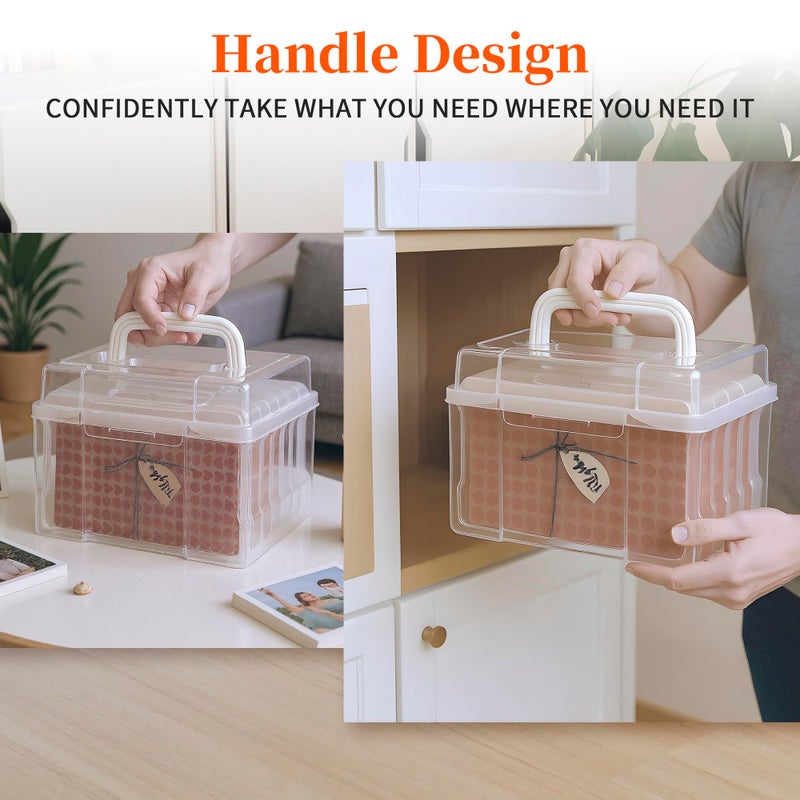 Joelver Maker 5" x 7" Photo Storage Box - 6 Inner Acid-Free Photo Cases, Seed & Craft Organizer for Cards, Pictures, Stamps & Office Supplies (Clear) - Image 5