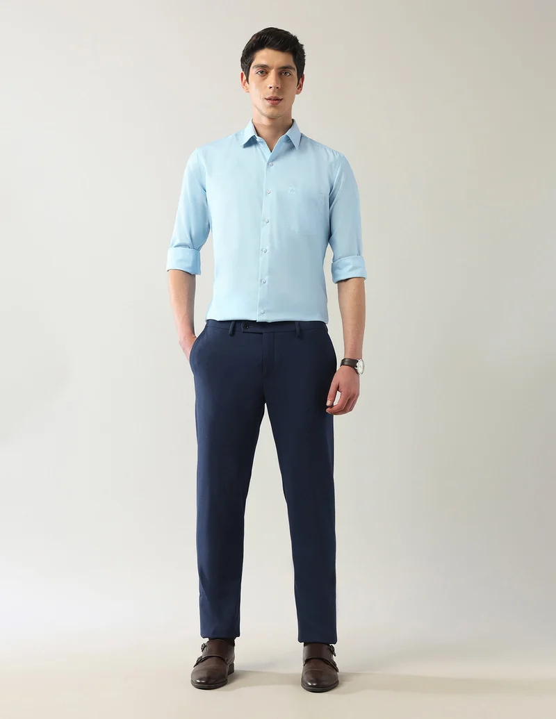 Arrow Blue Manhattan Slim Fit Autopress Shirts for Men | Best Price UAE