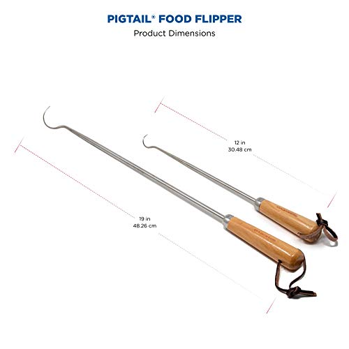 Jaccard Original Combo Pack with Wooden Gift Box, 12"/19", PigTail Food Flipper, Stainless Steel - Image 2