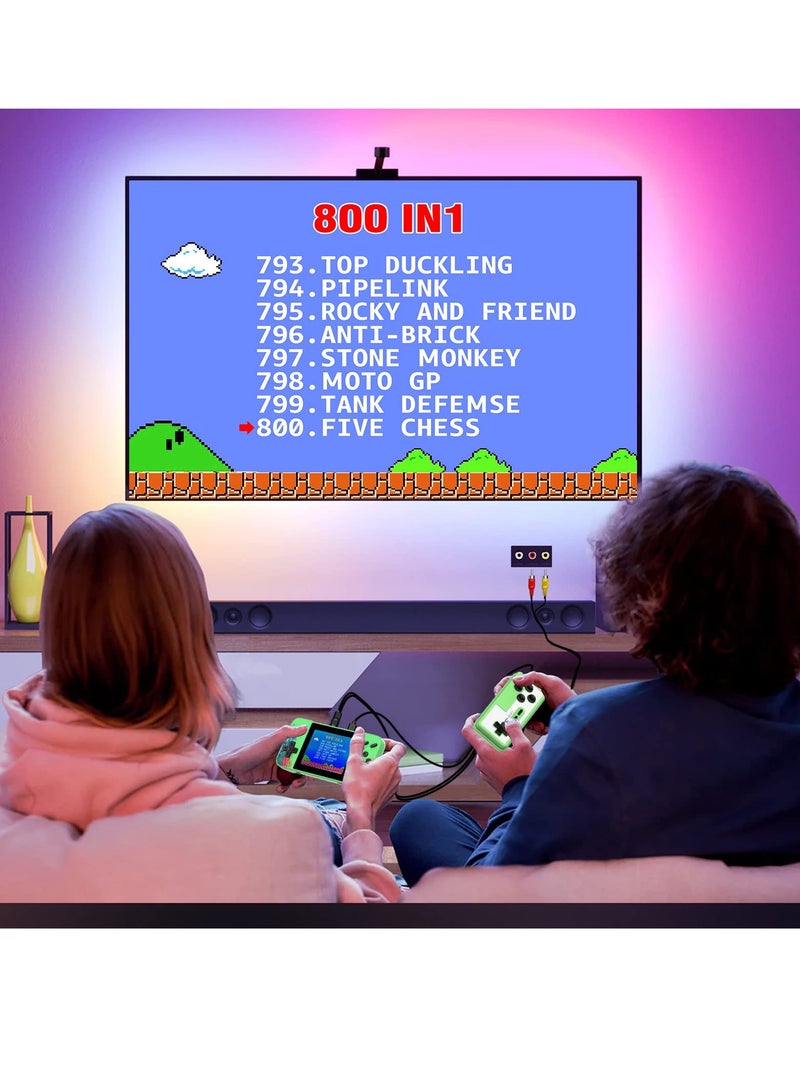 وحدة تحكم ألعاب محمولة مع 800 لعبة كلاسيكية، شاشة ملونة 3.5 بوصة، بطارية قابلة لإعادة الشحن سعة 1200 مللي أمبير، إمكانية الاتصال بالتلفاز، دعم لاعبين اثنين، هدية ألعاب فيديو مريحة للأطفال - Image 2
