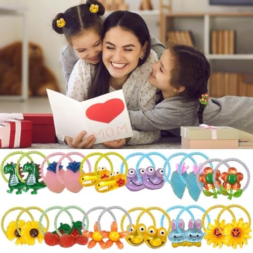 kapimo 26 Pcs Mix Elastic Hair Rubber Bands for Kids Baby Girls Hairband Ties Accessories Cute Fancy Patterns (Multicolor) - Image 3