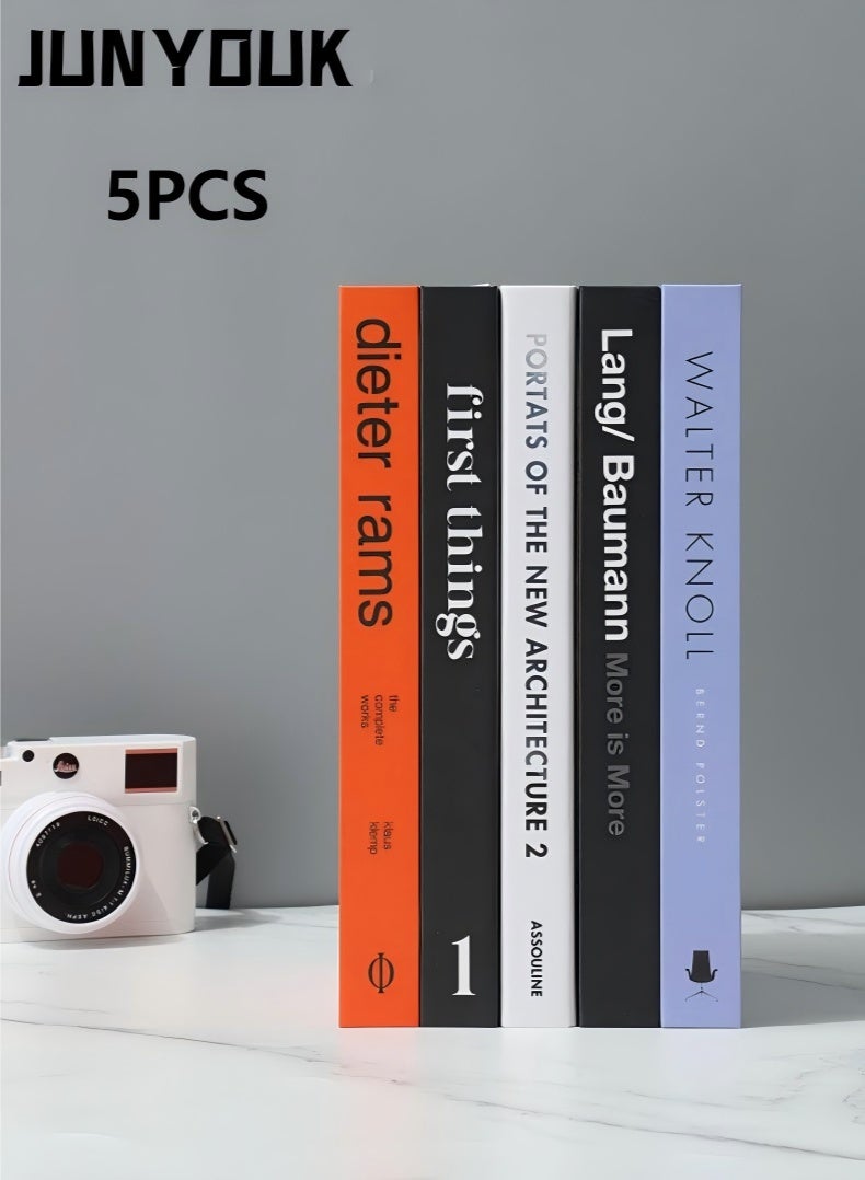 JUNYOUK Decorative Books for Home Decor,Set of 5 Stylish Fake Books of Room Books Decor Aesthetic,for Coffee Table Decor,Living Room, Table, Shelf Decor,Modern Hardcover Stacked Display Books - Image 1