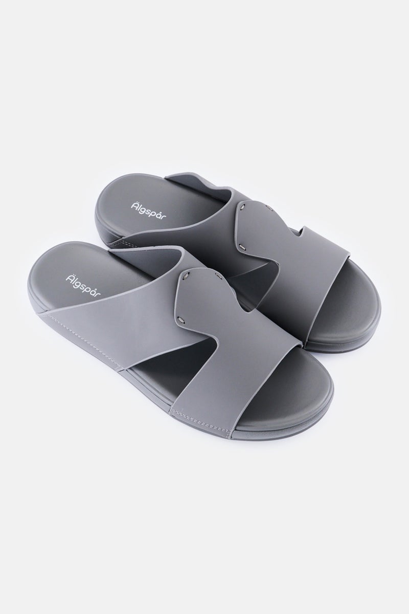 Algspar Men Slip On Arabic Sandals, Grey - Image 2