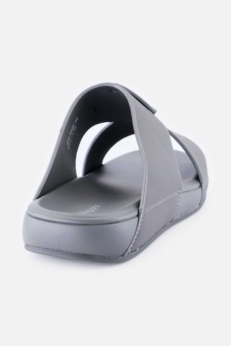 Algspar Men Slip On Arabic Sandals, Grey - Image 3