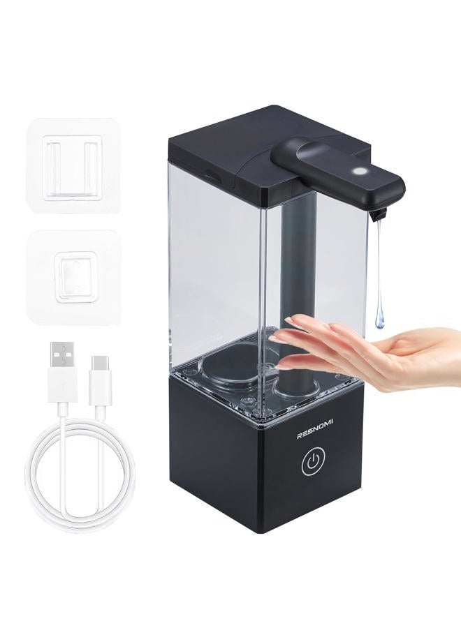 RESNOMI Automatic Soap Dispenser Touchless, Soap Dispenser Bathroom, Large Transparent Reservoir&Wall Mount, Type-C Rechargeable&3-Level Adjustable, Water-Resistant, Kitchen, Hotel, and School, Black - Image 1