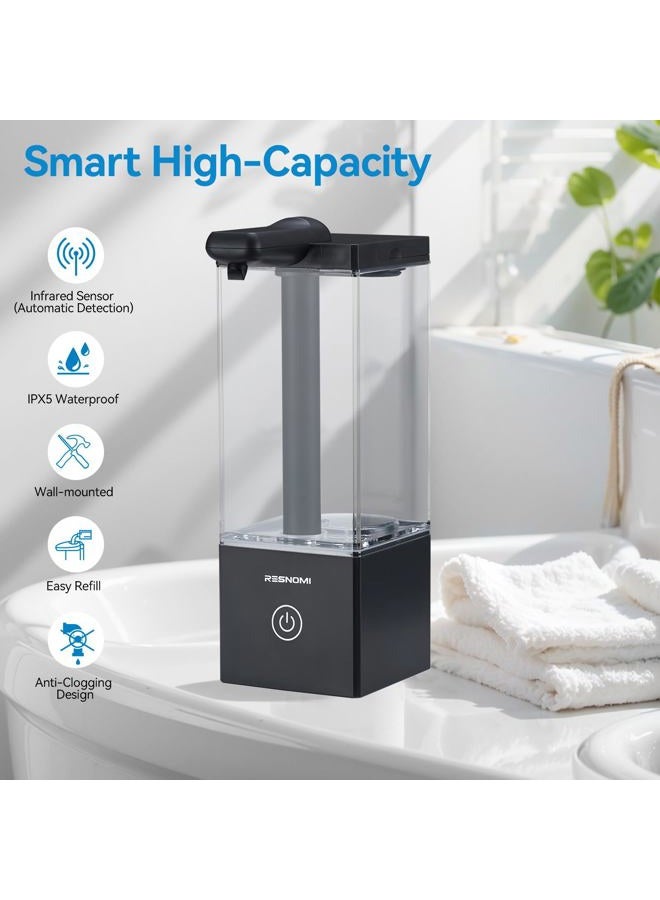 RESNOMI Automatic Soap Dispenser Touchless, Soap Dispenser Bathroom, Large Transparent Reservoir&Wall Mount, Type-C Rechargeable&3-Level Adjustable, Water-Resistant, Kitchen, Hotel, and School, Black - Image 5