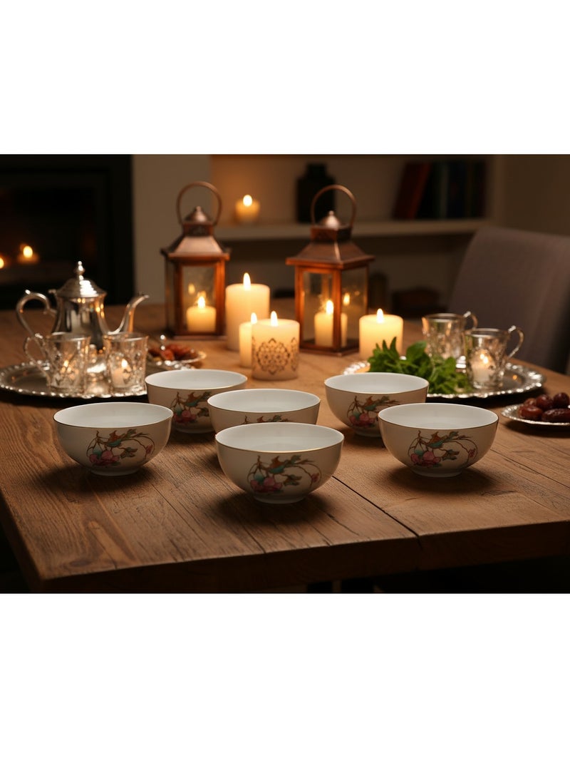 AKDC Angela Floral Charm 6-Piece Ceramic Bowl Set – White (5.5 inch) - Image 4