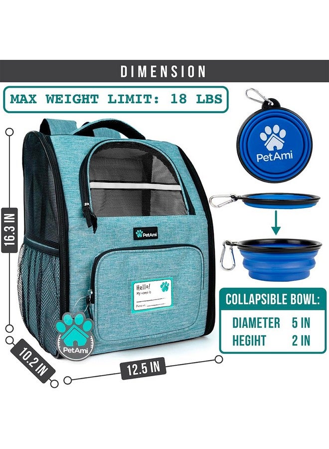 PetAmi Dog Backpack Carrier for Small Large Cat, Pet, Puppy, Ventilated Pet Hiking Backpack Travel Bag, Airline Approved Cat Backpack Carrier, Camping Biking Dog Bag Up to 18lbs Pet, Teal Turquoise - Image 2