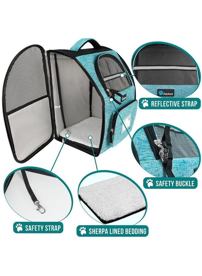 PetAmi Dog Backpack Carrier for Small Large Cat, Pet, Puppy, Ventilated Pet Hiking Backpack Travel Bag, Airline Approved Cat Backpack Carrier, Camping Biking Dog Bag Up to 18lbs Pet, Teal Turquoise - Image 4