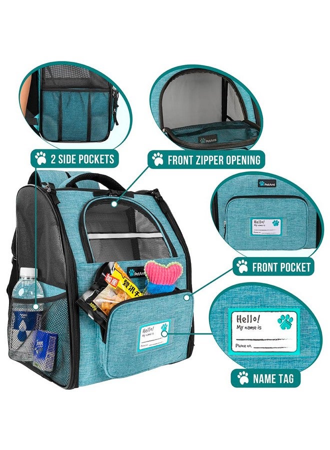 PetAmi Dog Backpack Carrier for Small Large Cat, Pet, Puppy, Ventilated Pet Hiking Backpack Travel Bag, Airline Approved Cat Backpack Carrier, Camping Biking Dog Bag Up to 18lbs Pet, Teal Turquoise - Image 3