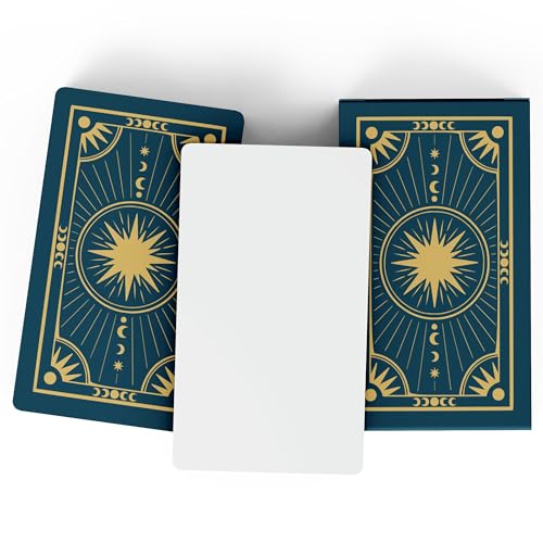 Metaphoracle Create Your Own Oracle Cards DIY Blank Tarot Cards Deck of 80 Blank Oracle Cards with Celestial Gold Foil Design Standard Tarot Card Size 475 inches x 275 inches Green - Image 1