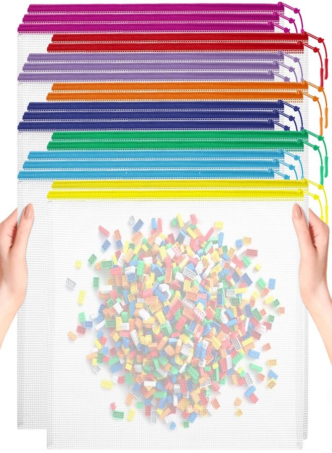 YOPCDJ 20pcs Mesh Zipper Pouch Bags, Puzzle Bags, A3 17x12 Inches Large Reusable Pouches for Organizing Classroom and Storage, Extra Large Zipper Pouch, Board Game Storage - Image 1