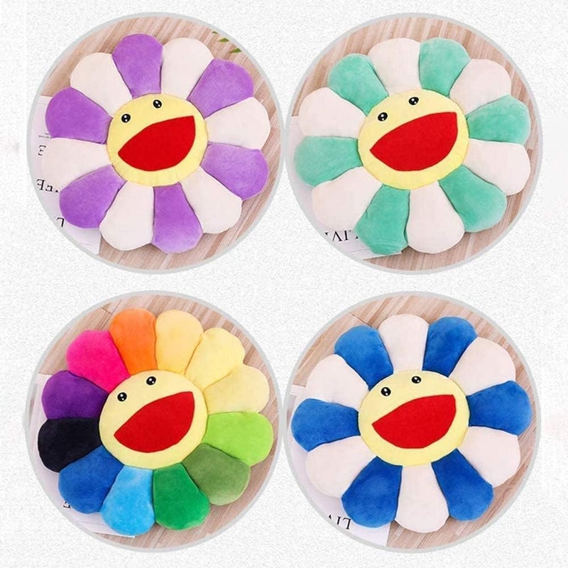 SNEPOO Smile Face Plush Rainbow Pillow, Sunflower Indie Decor Plush Pillow Soft & Comfortable Flower Floor Pillow for Home Reading Bed Room Decoration (Rainbow Color) - Image 5