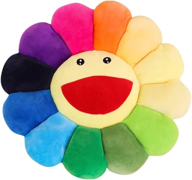SNEPOO Smile Face Plush Rainbow Pillow, Sunflower Indie Decor Plush Pillow Soft & Comfortable Flower Floor Pillow for Home Reading Bed Room Decoration (Rainbow Color) - Image 1