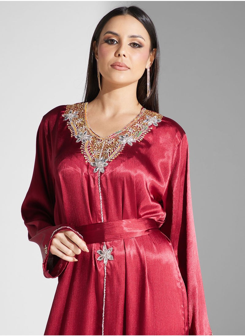 hayas closet - Embellished Belted Jalabiya - Image 1