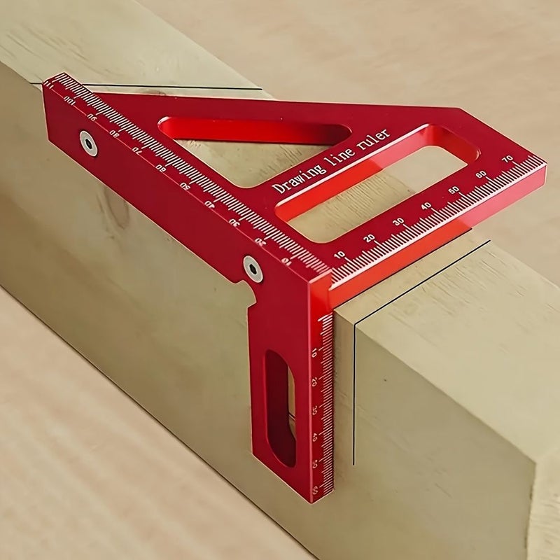Red Aluminum 45/90 Degree Woodworking Square Angle Ruler Precision Rust Resistant Metal Measuring Tool Carpentry DIY Layout - Image 1