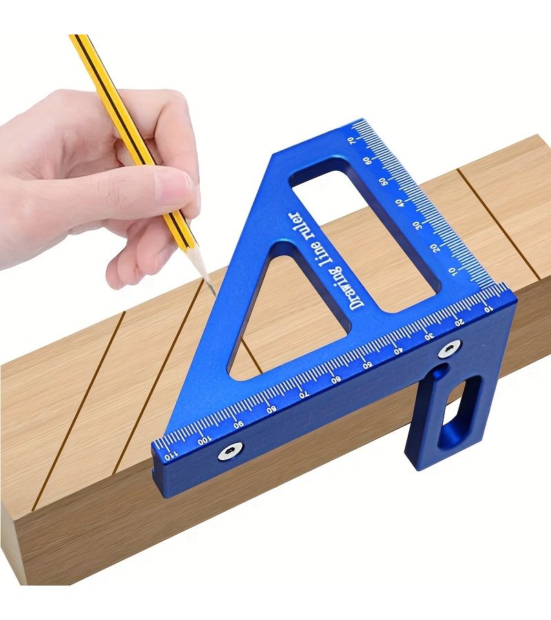 Red Aluminum 45/90 Degree Woodworking Square Angle Ruler Precision Rust Resistant Metal Measuring Tool Carpentry DIY Layout - Image 4