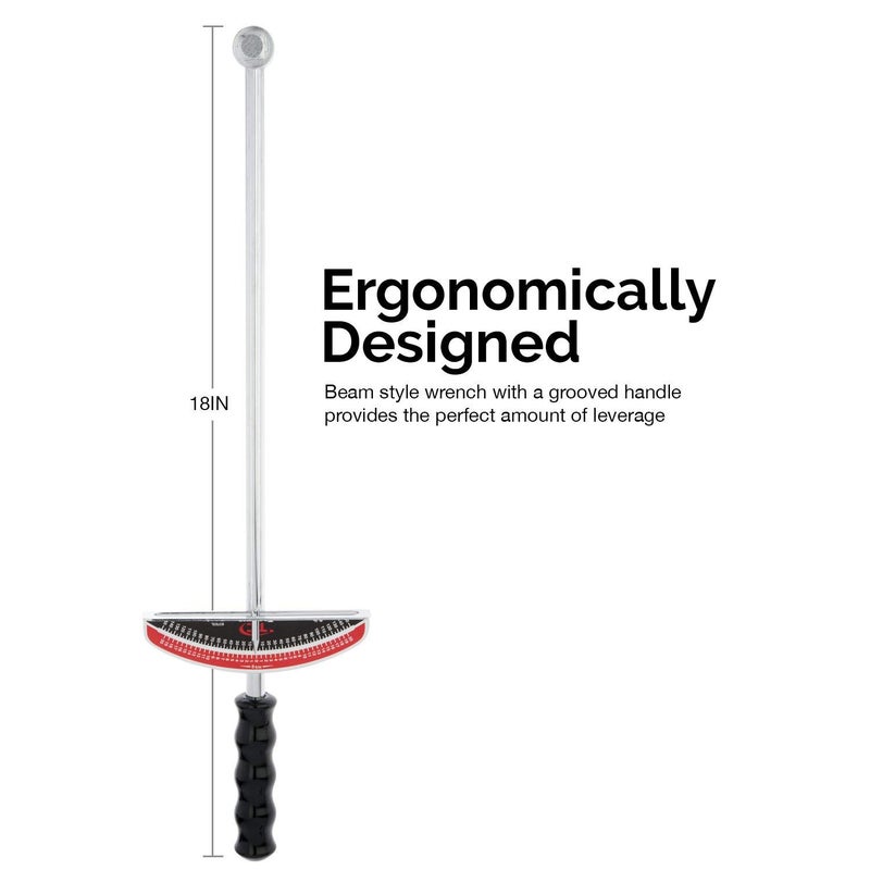 Tooluxe 03703L Dual Drive Beam Style Torque Wrench | 3/8â€ & Â½â€ Drives | 17â€ Length | 0-150 Ft-Lbs | SAE | Premium Steel Alloy - Image 4