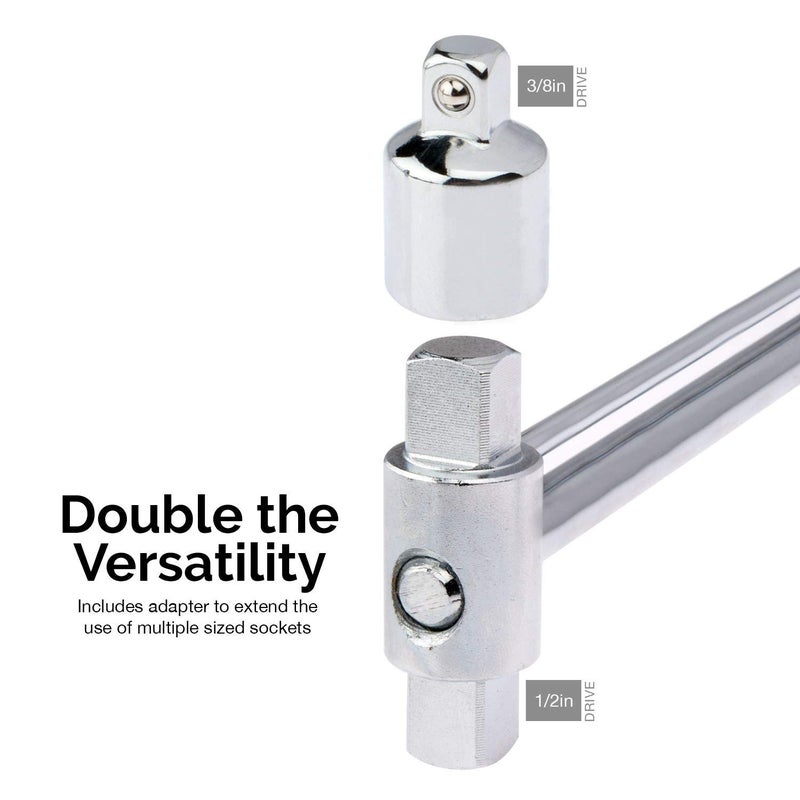 Tooluxe 03703L Dual Drive Beam Style Torque Wrench | 3/8â€ & Â½â€ Drives | 17â€ Length | 0-150 Ft-Lbs | SAE | Premium Steel Alloy - Image 3