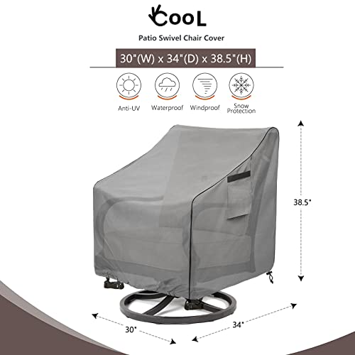 okcool Patio Swivel Chair Cover 4 PackWaterproof Heavy Duty Outdoor Chair CoversOutdoor Swivel Chair Cover for Patio Furniture Covers30 W x 34 D x 385 H inchesGrey - Image 3